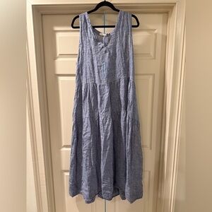 CP Shades Cove Blue Linen Sleeveless V Neck Maxi Dress - Size extra large NWOT